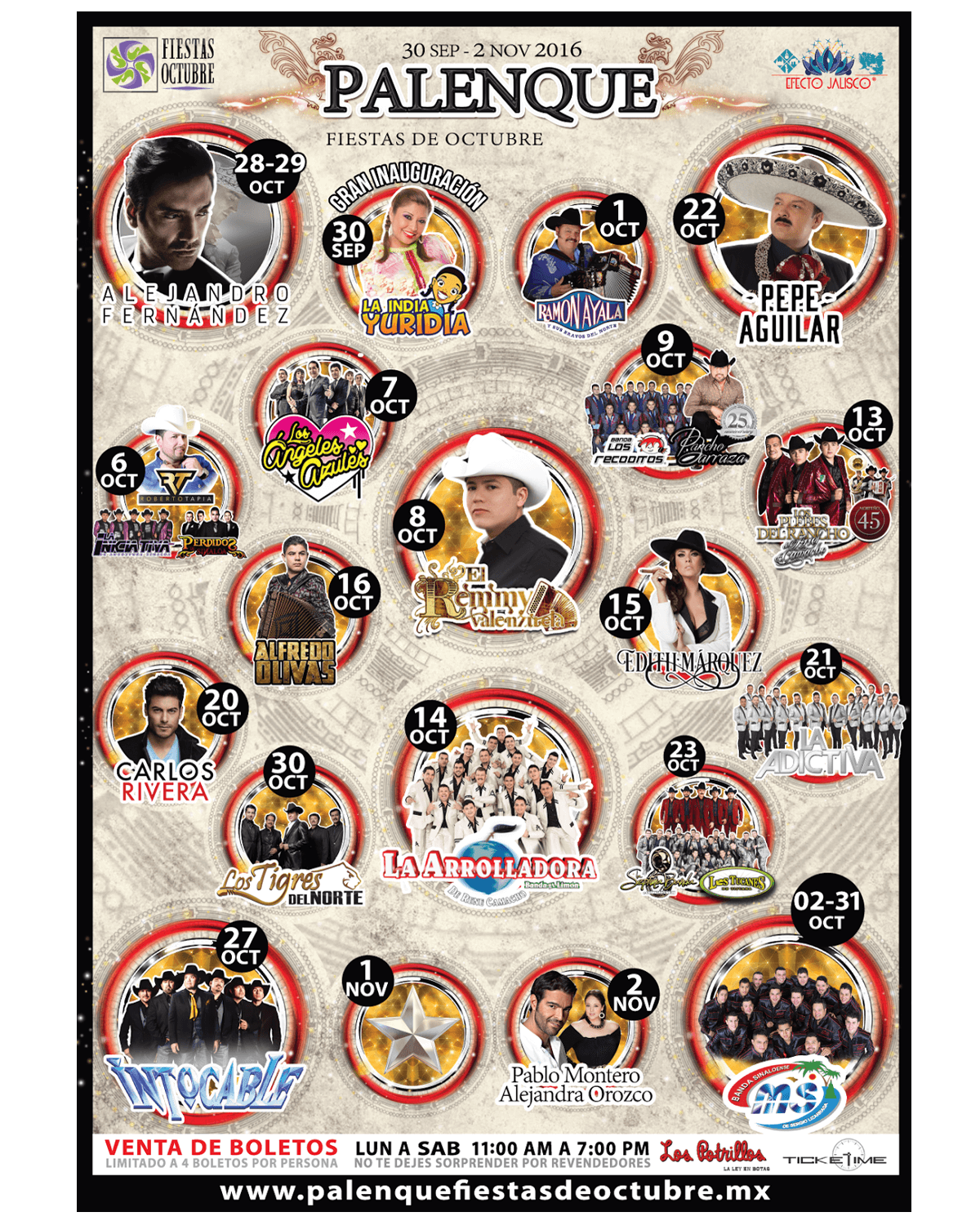 Cartel del Palenque Fiestas de Octubre 2016